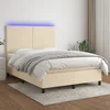 Krevet box spring s madracem LED krem 140x190 cm od tkanine