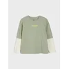 Sinsay - Pamučna longsleeve loose majica sa dvostrukim rukavima i printom - svetlo maslinasta