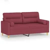 Vidaxl Kavč dvosed z blazinami vinsko rdeč 140 cm blago