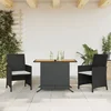 Vidaxl vidaXL 3-delni bistro komplet z blazinami, črne barve, poli ratan