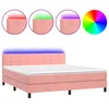 Krevet box spring s madracem LED ružičasti 160x200cm baršunasti