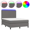 Vidaxl Box spring postelja z vzmetnico LED siva 140x190cm umetno usnje