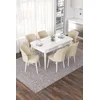 Hanah Home Set Trpezarijski sto i 6 stolica Nef, Krem-bijela