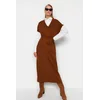 Trendyol Modest Ženska haljina Tctaw24Uv00020, Smeđa