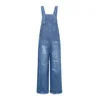 Imily Bela Kavbojke z naramnicami moder denim