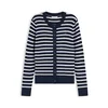 TOMMY HILFIGER Pletena jopa mornarska / bela