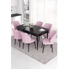 Hanah Home Set Trpezarijski sto i 6 stolica Eva, Roze-crni