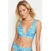 Trendyol Animal Patterned Triangle Cut Out/Window Bikini Top
