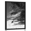 Plakat lepota plaže Anse Source v črnobeli varianti - 30x45 no frame