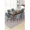 Hanah Home Set Trpezarijski sto i 6 stolica Nef, Sivo-braon