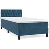Vidaxl Box spring postelja z vzmetnico temno moder 90x190 cm žamet