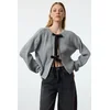 Trendyol Gray Crop Double-Sided Wearable Ribbon/Bow Tie Detailed Knitwear Sweater