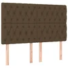 Vidaxl Vzglavje postelje temno rjavo 144x7x118/128 cm blago