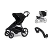 Mestni voziček Thule Urban Glide 4-wheel Black + Varnostni ročaj + Zaščita pred dežjem