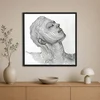 WallXpert uramljena slika na platnu Cc-K-Sy-1028, linijski portret lica sa podignutom glavom od talasastih linija, 80 x 80 cm