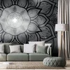 Tapeta črnobela Mandala z ozadjem galaksije - 294x270