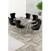 HANAH HOME Rasklopivi trpezarijski sto i stolice (7 delova) Esla Anthracite Chrome Black
