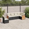 6-dijelni set vrtnih sofa s jastucima crni od poliratana