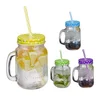 Northix Set 4 barvitih kozarcev s pokrovom in slamico 450 ml