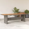 shumee Vrtna miza z leseno akacijevo ploščo siva 240x90x75 cm PE ratan