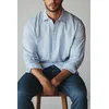 Trendyol Blue Oversized Striped Seersucker Flexible Comfortable Fabric Knit Shirt
