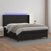 Krevet box spring s madracem LED crni 160x200cm od umjetne kože