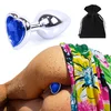 Boss Series Analski čep Diamond Plug Heart Blue Steel z modrim kristalom