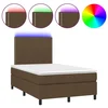 Vidaxl Box spring postelja z vzmetnico LED tem. rjava 120x190 cm blago