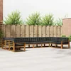 Set vanjskih sofa 10 kom. Prirodna i antracit Smeđa 483 x 251,5 x 73 cm
