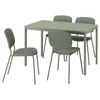VIHALS / VIHALS Sto i 4 stolice, zelena/zelena Tibbleby sivozelena, 120/180x74 cm