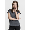 Womens T-shirt with long back in the shape of a spray with dye dark grey