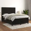 Greatstore Box spring postelja z vzmetnico črna 140x200 cm žamet