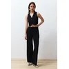 Trendyol Black Buttoned V Neck Wide Leg Knitted Vest/Pants Top-Bottom Set