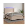 Krevet box spring madrac LED cappuccino 140x190cm umjetna koža