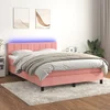 Krevet box spring s madracem LED ružičasti 140x190cm baršunasti