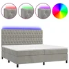 Vidaxl Box spring postelja z vzmetnico LED svetlo siva 200x200cm žamet