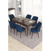 Hanah Home Set Trpezarijski sto i 6 stolica Eva, Plavo-braon