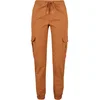 Womens high-waisted cargo tracksuit pants made of caramel