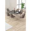 Hanah Home trpezarijski set Sim, sto na razvlačenje i 6 stolica, ploča u dekoru crnog mermera, hromirane noge, kapućino tkanina Babyface