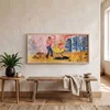 WallXpert uramljena MDF slika ARTSNTMDL9, par u igri na žutoj livadi, 50 x 120 cm