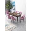 Hanah Home Set Trpezarijski sto i 6 stolica Zen, Roze-braon