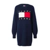 Tommy Jeans Pletena obleka temno modra / rdeča / bela
