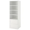 SMASTAD / PLATSA Biblioteka, bela s okvirom/s 2 fioke, 60x57x181 cm