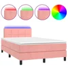 Vidaxl Box spring postelja z vzmetnico LED roza 120x200 cm žamet