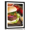Plakat s paspartujem ameriški hamburger - 30x45 black