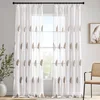 NIKCORP Zavesa z vezenim vzorcem listov komplet 2 ks Elegantni bielo rjavi polprozorna 140x260 cm, 100 % poliester, riasniaca páska, (5000248129)