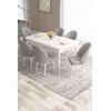 Hanah Home Set Trpezarijski sto i 6 stolica Roz, Sivo-beli