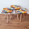 Hanah Home Set klub stočića 3Shp179, 3 komada, Tirkizna