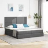 Krevet s od storage s uzglavljem Tamnosiva 200 x 200 cm Tkanina