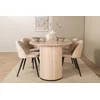 Venture Design Jedilna miza in komplet stolov Ovalna miza 75x200x90 cm Bela 4 stoli Bež